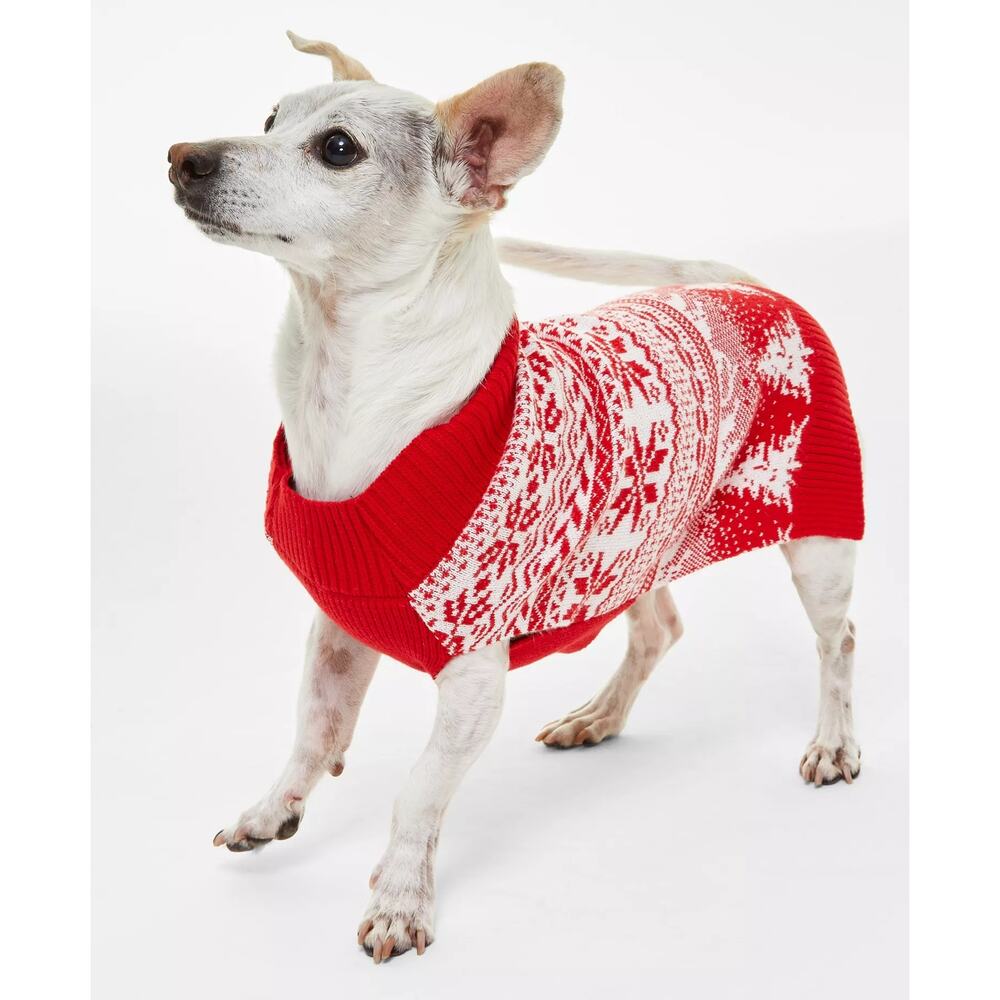 Holiday Lane Fair Isle Knit Pet Sweater In Red & White8